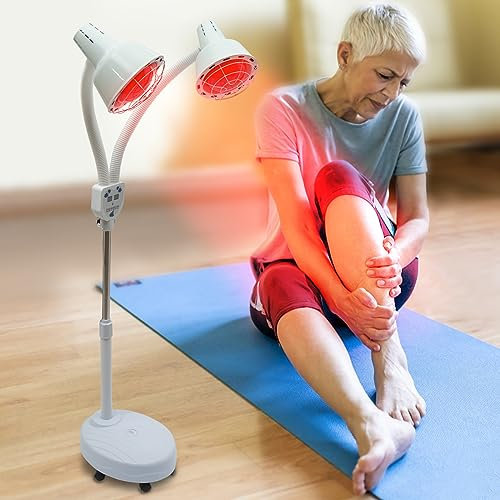 SHZICMY Double-Lamp Far Infrared Lamp 275W Pain Relif Heating Light Floor Stand UK