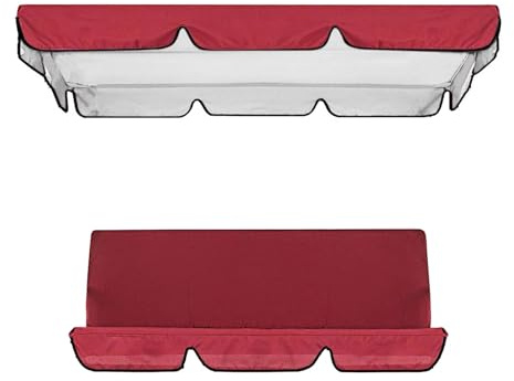 Garden Patio Swing Chair Canopy Replacement Set 3 Seater Oxford Cloth Waterproof Heavy Duty Rip Proof Multiple Colors (Red)