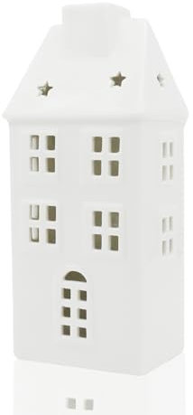 Sugeru Windlicht Lichthaus Haus Dekohaus aus Porzellan,Tisch Kerze Deko Landhaus (II)