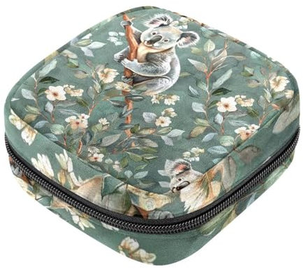 Aufbewahrungsbeutel für Damenbinden, Frühlingsblumen, Koala, Menstruationstasse, Oxford-Stoff, Menstruationstassen-Beutel, Stillunterlage, Tampon-Periodenbeutel mit Reißverschluss, für Teenager,