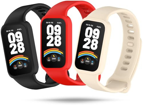 Xisair 3 Piezas Pulseras Compatible con Xiaomi Band 9 Active/Redmi Smart Band 3 Correas de Silicona Sport Pulsera Accesorios para Smartwatch, Correa de Repuesto para Hombre y Mujer