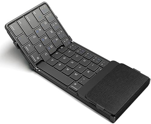 Tixqeaif Folding Bluetooth Keyboard 1 Piece Black Foldable Wireless Keyboard with Rechargeable Touchpad Keyboard for iOS Android