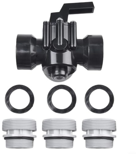 Gdfnmogo Vanne de contrôle de piscine 3 voies de 3,8 cm, connecteur de contrôle de débit en ABS avec ouverture supérieure filetée femelle et port gauche fileté mâle