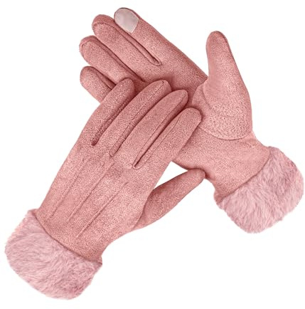 Bobelle Wear Gants d'hiver chauds pour femme - Gants tactiles avec doublure, Rose, taille unique