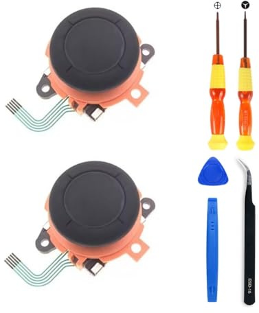Hzxkqmil 2 piezas Joystick Thumbstick de Repuesto para Nintendo Switch 2 Joycon Controller, Palanca de Pulgar Analógico Soluciona el Desvío + Kit de Reparación de Destornilladores (Naranja)