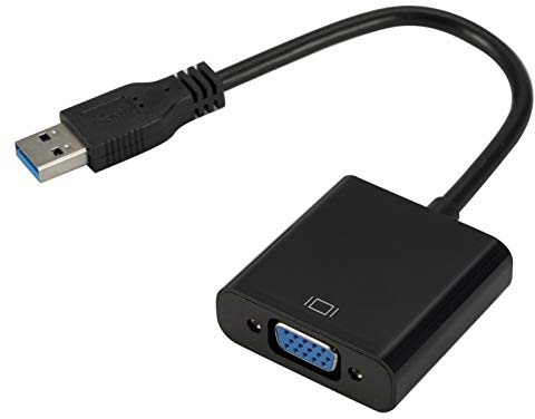 Dioche USB 3.0 To VGA Adapter – USB To VGA External Video Card with High Resolution Support for Desktop, Laptop, and Projector Connectivity (Black)
