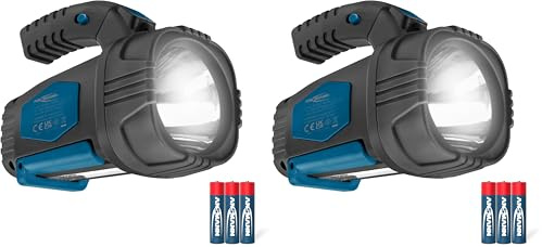 Ansmann LED Handscheinwerfer superhell & große Leuchtweite 200m, lange Leuchtdauer 8h, Standfuß, Pistolengriff, Handleuchte ideal für Camping, Arbeit, Werkstatt, KFZ, Jagd, Angeln, Wandern