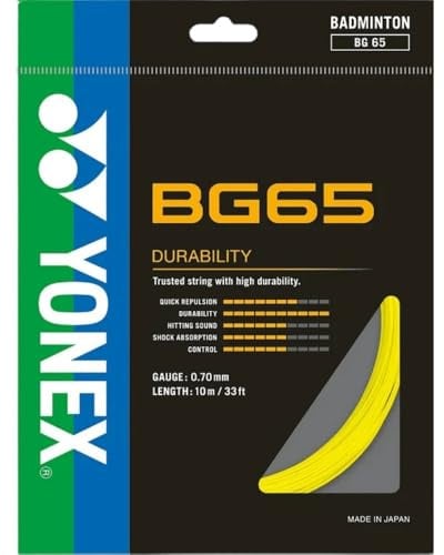 Yonex BG65 - Corda da badminton, versione originale USA, colore: Giallo