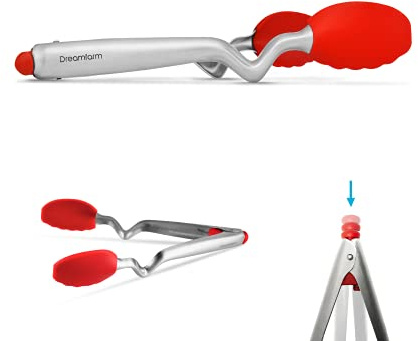 Dreamfarm - Pinze per servire della gamma Clongs, 22,5 cm, colore: Rosso acceso