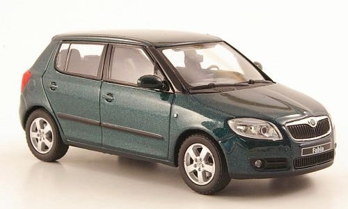 Skoda Fabia II, met.-grün, 2006, Modellauto, Abrex 1:43