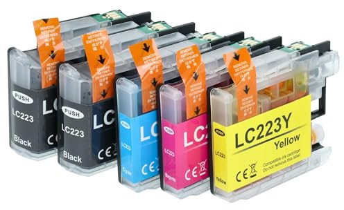 vhbw 5X Nachfülltinte kompatibel mit Brother MFC-J 4420 DW | 4425 DW, 4620 DW, 4625 DW Drucker - Refillset Cyan, Magenta, Yellow, Schwarz, 62ml