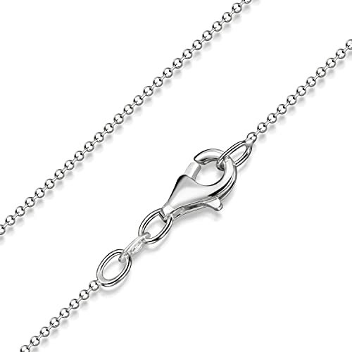 MATERIA Diamantierte Glitzer Kugelkette silber 925 diamantiert - Halskette Damen 1,1mm Silber Kette in 40-120cm #K24, Länge Halskette:90 cm
