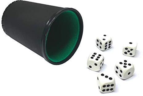 HAC24 Würfelbecher Schwarz inkl. 5 Würfel Knobelbecher Knobel Chicago Würfelset Würfelspiele