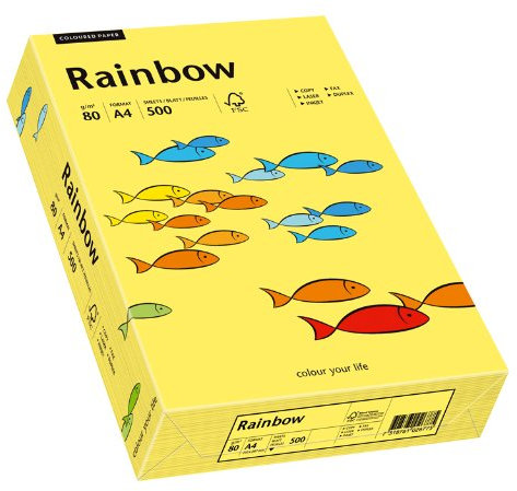 Papyrus 88042343 Drucker-/Kopierpapier farbig, Bastelpapier Rainbow: 80 g/m², A4 500 Blatt Buntpapier, Matt, Gelb