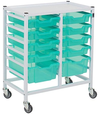 Gratnells hospital-grade range compact medical trolley with storage trays
