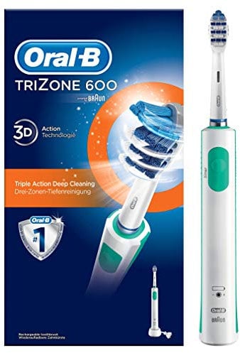 Oral-B TriZone 600 Elektrische Zahnbürste, mit Timer und TriZone Aufsteckbürste, weiß