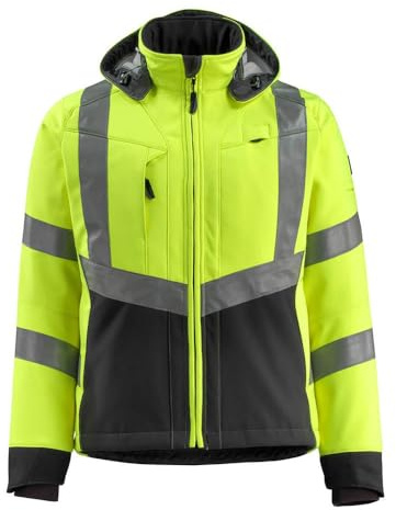 Mascot 15502-246-1709 Blackpool Safe Supreme Water Repellent Fleece on Inner Side Class 3 Softshell Jacket, Size 3XL, Hi-Vis Yellow/Black