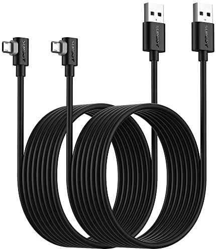 SUNGUY Lot de 2 câbles micro USB à angle droit de 3 m, 18 W à 90 degrés, charge rapide, synchronisation de données, compatible avec Samsung Galaxy S7 Edge S6 S5, Moto E6 5 4, LG - Noir