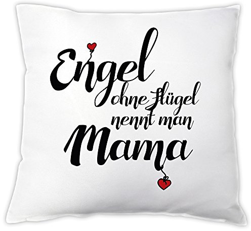 4you Design Deko-Kissen -Engel ohne Flügel nennt Man Mama- Zierkissen mit Spruch zum Muttertag und Geburtstag – liebevolle Geschenkidee zu Weihnachten für Mama