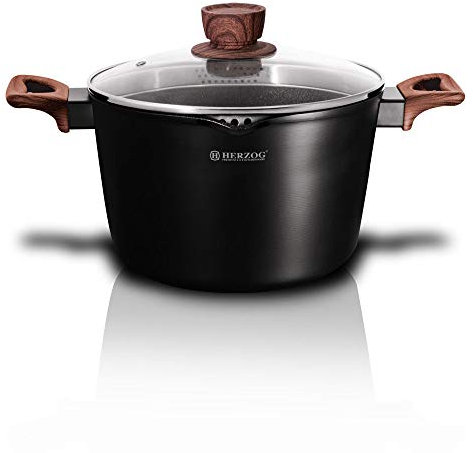 Ertex Aluguss Kochtopf Topf Keramik Antihaft INDUKTION Bratentopf Deep Casserole 24 cm OFENFEST 6,0 L Spaghetti (24 cm 6 Liter Spaghetti)