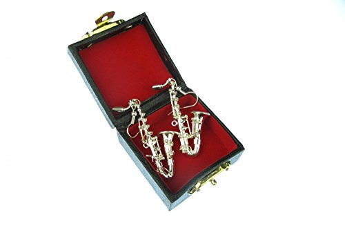 Miniblings Saxofonohrringe Ohrringe Saxofon Jazz Saxophon Musik versilbert Sax + Box - Handmade Modeschmuck I Ohrhänger Ohrschmuck versilbert