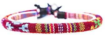 Made by Nami Surfer Fußband Damen & Herren - Boho Ethno Hippie Fußkettchen - Handmade Strand Festival Accessoires - 100% Wasserfest & Verstellbar - 100% Ökologische Baumwolle Rund (Rot)