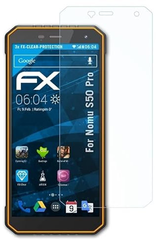 atFoliX Schutzfolie kompatibel mit Nomu S50 Pro Folie, ultraklare FX Displayschutzfolie (3X)