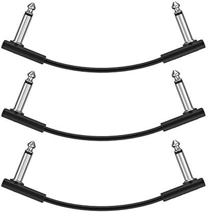 Donner 15cm Guitar Effect Pedal Cable Flat Patch Cable Black 3-Pack