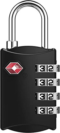 ZHEGE Suitcase Lock, TSA Approved Luggage Lock, 4 Digit Travel Lock for Backpack, Laptop Bag, Briefcase and Tent Zippers, Small Padock for Gym Lockers, Drawer (Black)