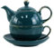 YBK Tech Ceramic Tea for One Set, 12oz Teapot and 8.2oz Cup with Saucer (Peacock Green)