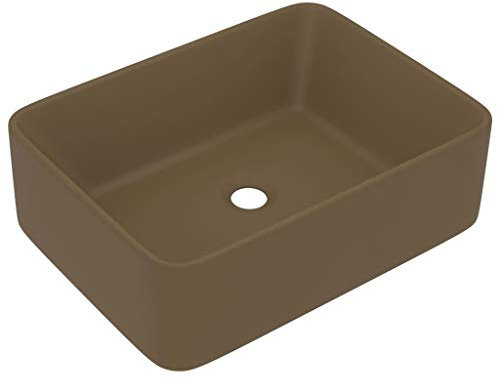 vidaXL Luxus Waschbecken mit Abflussloch Waschtisch Aufsatzwaschbecken Waschplatz Handwaschbecken Aufsatzwaschtisch Matt Creme 41x30x12cm Keramik
