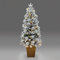SHATCHI 4Ft/1.2m Pre Lit Potted Snow Flocked Christmas Tree with 80 Warm White LED Lights Changing 8 Modes, Pine Cones and Red Berries Snowy Tips, Green, 120cm