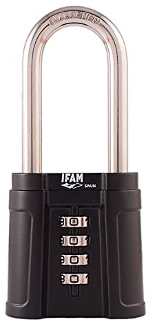 IFAM Candado Combinación, Modelo Black Force APL, Recubrimiento Anticorrosión, Sistema de Doble Anclaje, Uso Exteriores, Anti Golpes, Arco Acero Endurecido, Máximo Nivel de Seguridad, Color Gris