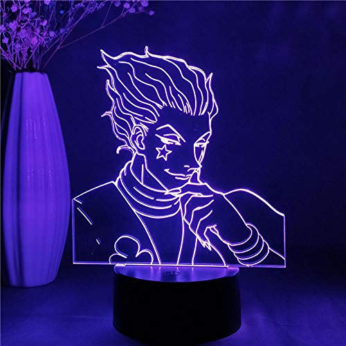 Anime LED Illusion Lampe Hunter X Hisoka RGB Bunte Nachtlicht Schlafzimmer Dekoration Manga Tischlampe Kinder Geburtstagsgeschenk-16 Farbe mit Fernbedienung