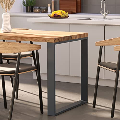 LAMO Manufaktur Esstisch Küchentisch Schreibtisch Couchtisch aus Massivholz, 140x80x76 cm (AxBxH), Modern, Natur/Anthrazit, LAG-01-A-002-7016M