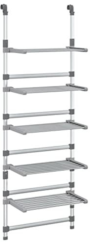 vidaXL Wäscheständer zum Aufhängen, 5 Ebenen, vielseitiger Kleiderständer aus Aluminium, höhenverstellbar, ideal zum platzsparen, Silber