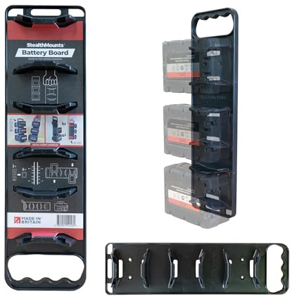 StealthMounts Battery Holder Board Compatible with Milwaukee M18 (with Handle) | StealthMounts Battery Board | Made in the UK