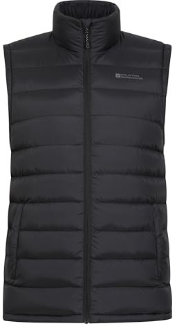Mountain Warehouse Seasons Mens Padded Gilet - Water Resistant Gilet, Body Warmer, Lightweight Jacket, Easy to Store Coat - For Spring Summer Travelling, Walking Black L
