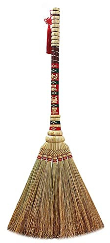 Whisk Broom, Long Handle Straw Broom Sorghum Seedlings,Sweeping Dust Traditional Garden Broom Antistatic Hand Made Wall-Mounted (Natural 95x38cm)