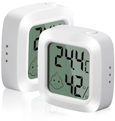Vinabo 2 Pezzi Igrometro Termometro Digitale, Mini Termoigrometro, Portatile Igrometro Digitale ad Alta Precisione,Termometro Interno, Adatto per Dispositivi di Misurazione per Serre, Casa e Ufficio