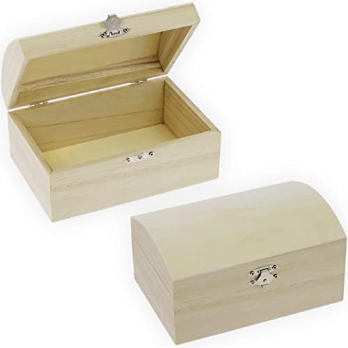 miimago | 2-er SPARSET | Kleine Holzkiste mit Deckel und Metallverschluss | 16,5 x 11 x 8,5 cm | Schatzkiste Schatztruhe Box klein Geschenkbox | Geschenk für Geburtstag Aufbewahrungsbox Holz Holzbox