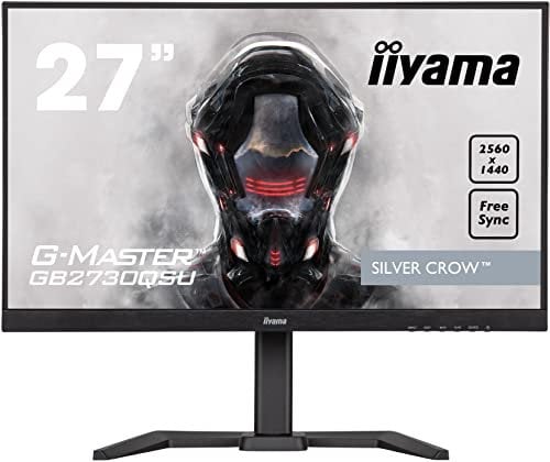 iiyama G-Master Silver Crow GB2730QSU-B5 68,5cm 27 Gaming Monitor WQHD DVI HDMI DP USB3.0 1ms-Reaktionszeit 75Hz FreeSync Höhenverstellung Pivot schwarz