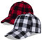 LANGZHEN Einstellbare Plaid Print Baseball Cap Weiche Baumwollmischung Checked Print Outdoor Hut Cap für Männer Frauen (Grid Schwarz+Rot&Grid Schwarz+Weiß)