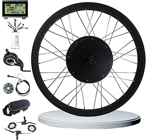 Oiyekntd 20 26 Rear Wheel Electric Bike Conversion Kit, 72V 3000W E-Bike Powerful Hub Motor Kit with Intelligent Controller and PAS System for Snow Bike,72V3000W-20inch