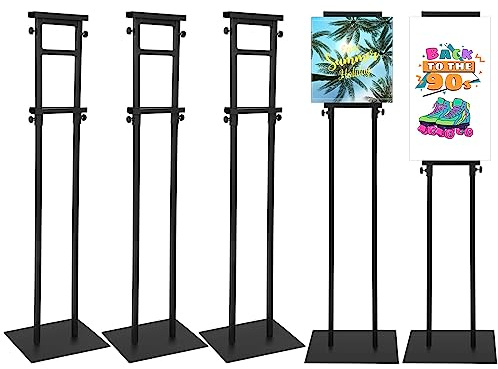 Honoson 5 Pcs Poster Stand for Display Heavy Duty Sign Holder 74.8 Inches Adjustable Poster Board Double Side Banner Stand with Base for Indoor Outdoor Board Foam Display