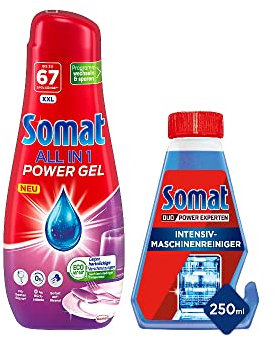 Somat Detergente para lavavajillas All in 1 Power Gel (67 lavadores), para Eco-Programm & Somat Intensiv-Maschinenreiniger, lavavajillas líquido 250 ml (1 unidad)