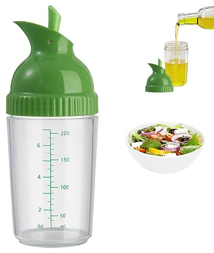Drizzlers Shakers à vinaigrette, Shaker à vinaigrette 200 ml Flacon mélangeur à vinaigrette transparent avec échelle Bec verseur ouverture pour mélanger les vinaigrettes Sauces