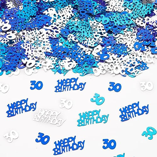800 Stück Konfetti Tischdeko Geburtstag 30 Partydekorationen Happy Birthday Konfetti Blau,Streudeko 30 Geburtstag für Mann und Frau