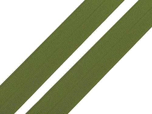 maDDma 1m Falzgummi 20mm Faltgummi elastisches Einfassband Schrägband Saumband Farbwahl, Farbe:moosgrün
