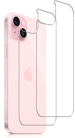 Lutree 2 Stück für Panzerglas für iPhone 15 6,1 Zoll Rückseite Hinten Schutzfolie, 9H Härte HD Panzerfolie Displayschutz, Bläschenfrei Anti- Kratzer Schutzglas Displayfolie